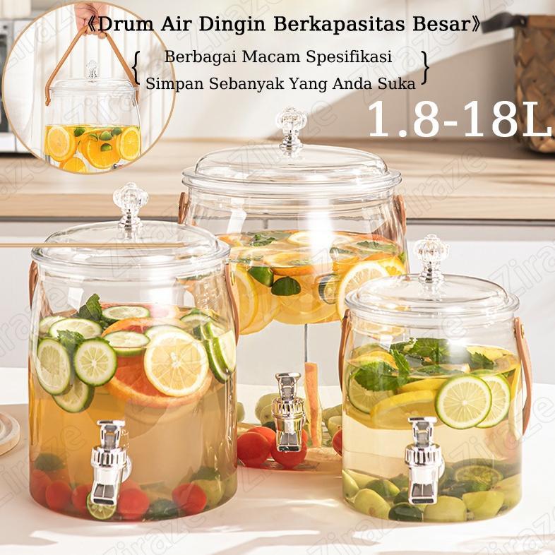 Ketel Air Dingin Gaya Jepang dengan Dispenser Air Keran, Ember Kedap Udara Transparan Rumah Tangga K