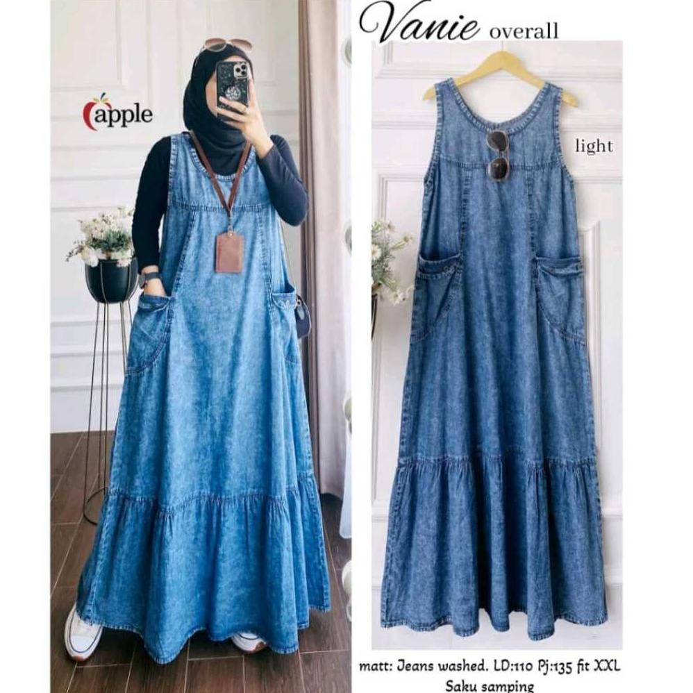 TERBARU  overall jeans wanita overall dres muslim korea terbaru murah VANIE OVERALL JEANS TERBARU 
