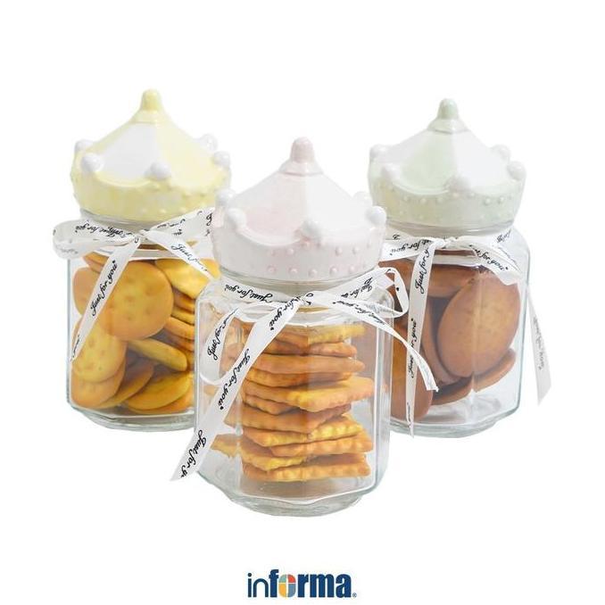 Promo Informa 800 Ml Set 3 Pcs Stoples Kaca Carousel Toples Kue Wadah Biskuit Tempat Camilan Kontain