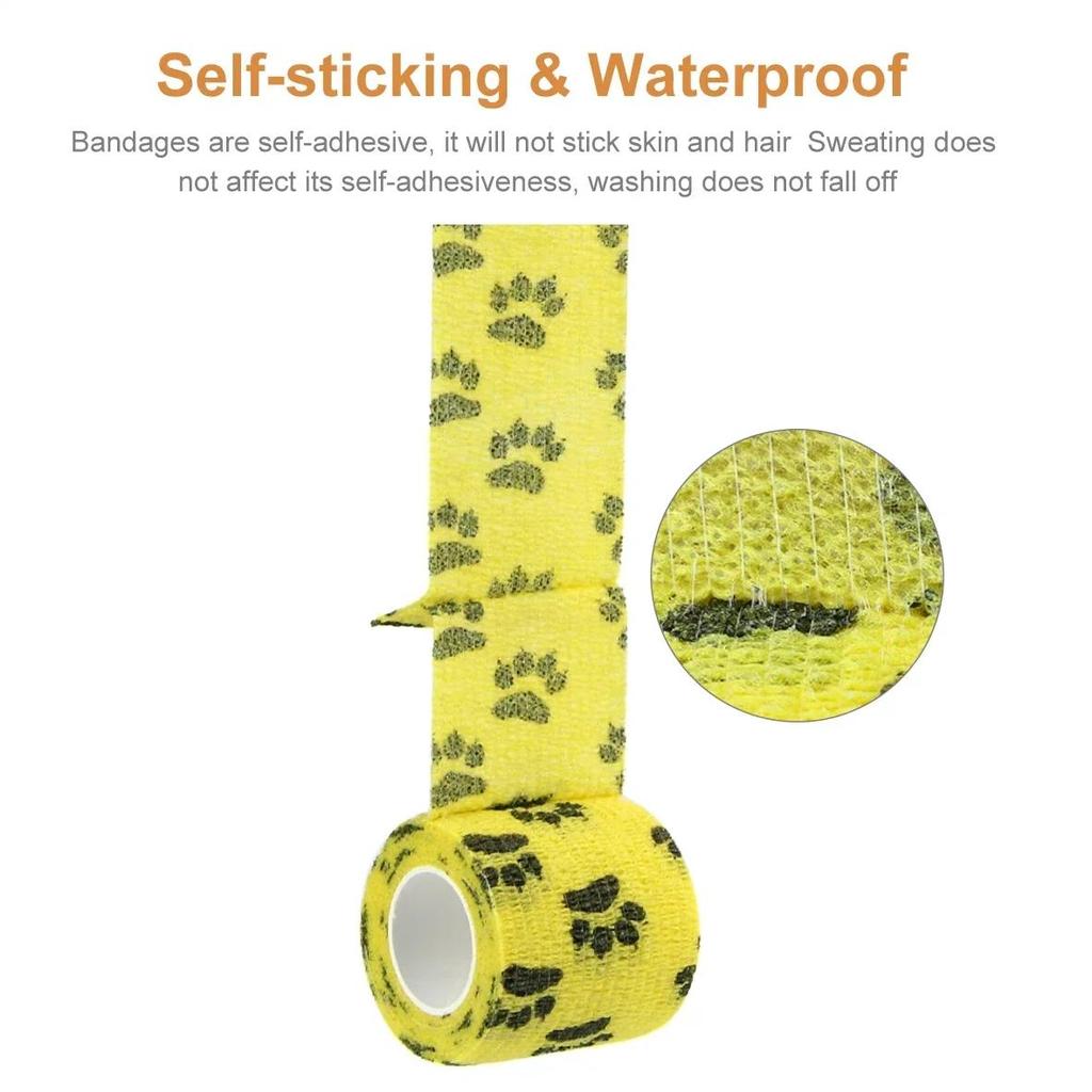 12 Rolls Self Adherent Bandage Elastic Bandage Self Adhesive Bandage Vet Wrap for Dog Cat Horse Pet 