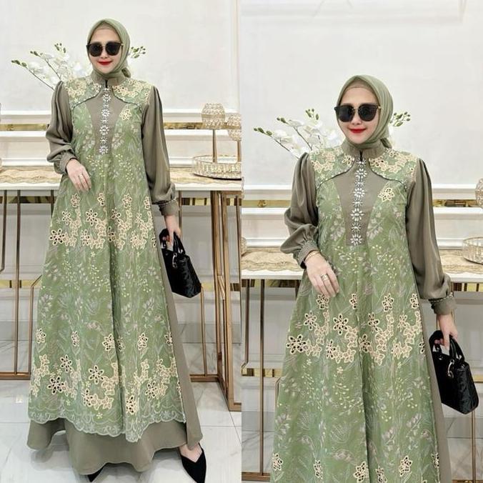 Gamis katbol yulia terbaru - Gamis katun bolong - Gamis mewah terbaru - Gamis elegant FW