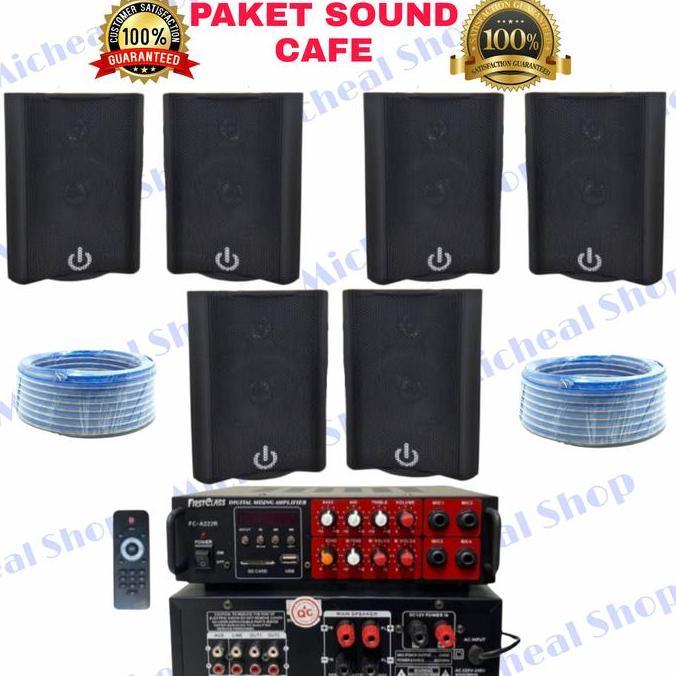 Paket Sound Sistem Cafe Indoor 6 Titik Speaker 4" Murah
