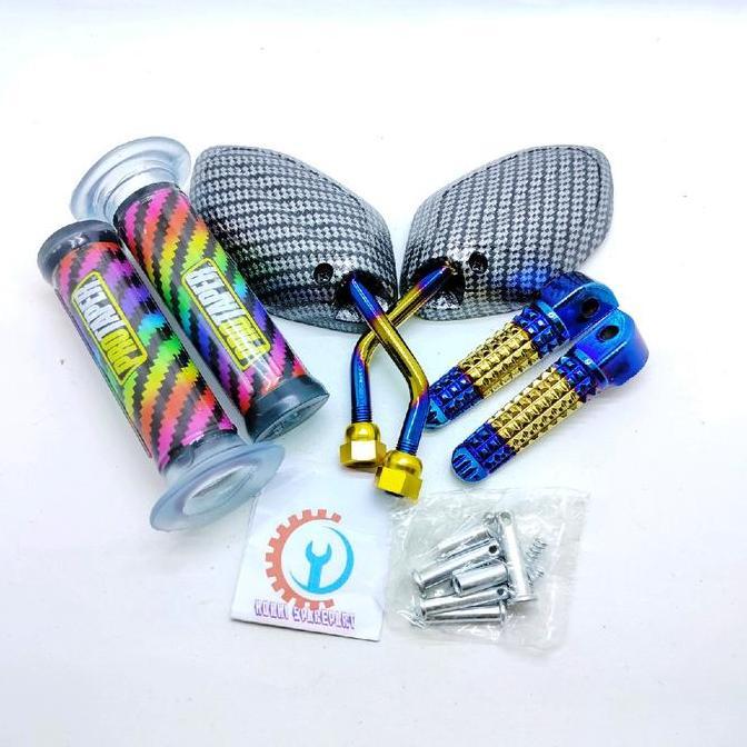 Promo paket hemat Honda beat  5 in 1 item, spion+hangrip+step+tutup oli+tutup baut  paket twotone va