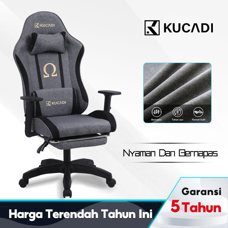 KUCADI Kursi Gaming / Katun Dan Linen Bernapas Kursi Kantor / Kursi Kerja / Kursi Belajar / Kursi Sa
