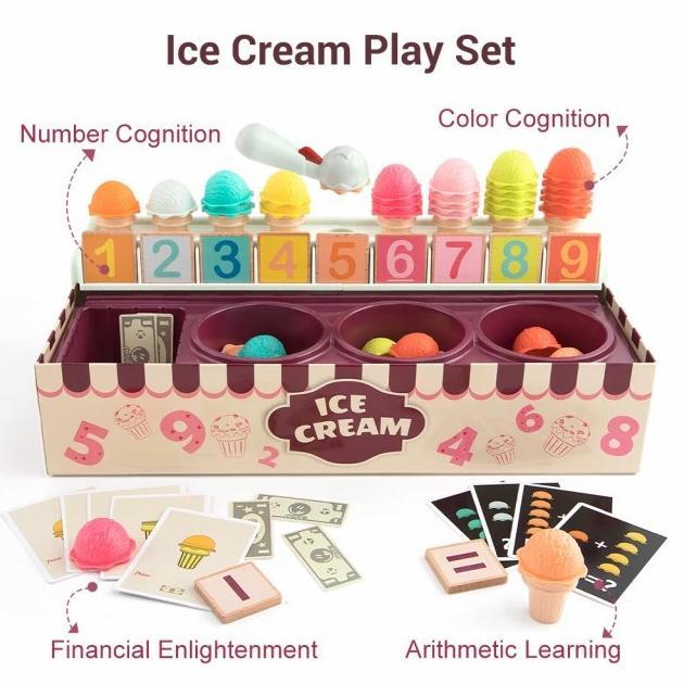 [XZ] MAPLETOYS - Top Bright Set Math and Logic Game Learning Ice Cream Shop Mainan edukasi anak berh