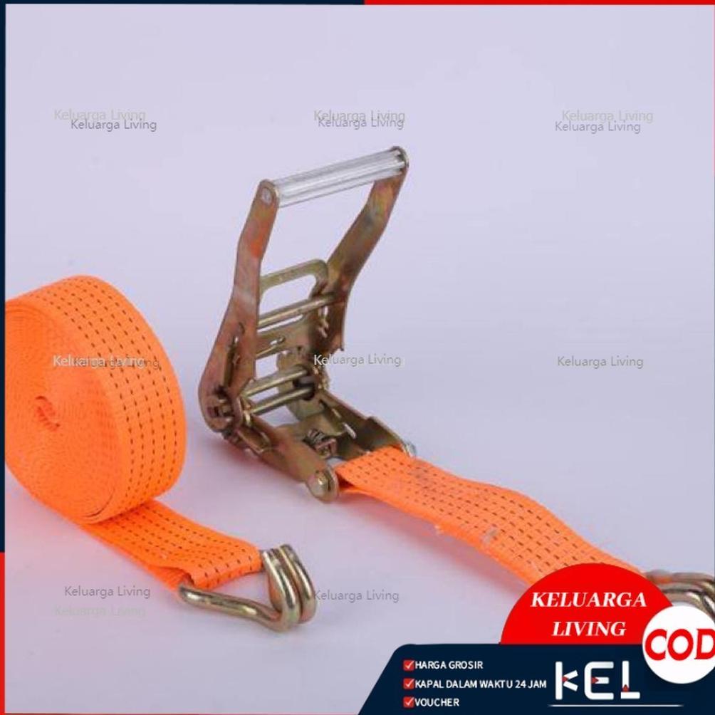 OFFICIAL 5cmX 6/8 meter/ 4cm x 4/6/8/10 meter Tali pengikat Barang motor/Ratchet tie down 10Ton tali
