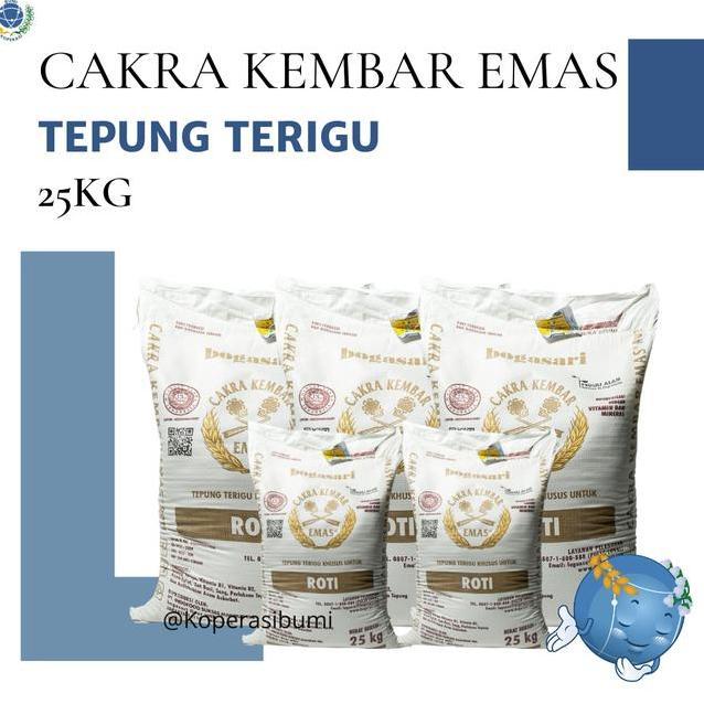 Tepung Terigu Bogasari Cakra Kembar Emas 1 Karung 25 Kg Pasti Promo