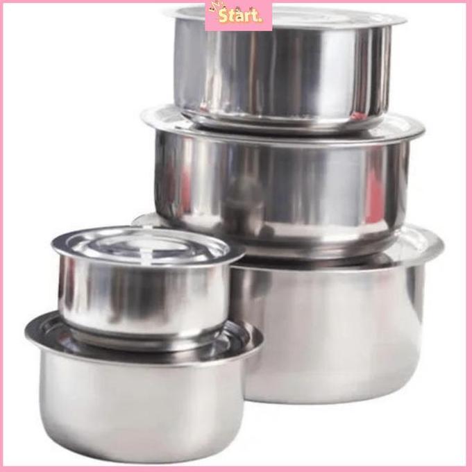 CodStart Point Panci Set My Home Stainless Steel 5 Susun/Panci Sup Soup Baskom Dengan Tutup Stainles