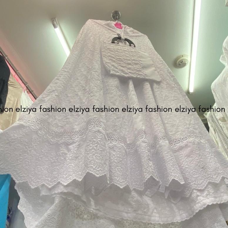 Premium Mukena Jumbo Dewasa Katun Paris Ori Full Bordir Sutra Timbul | Mukena Putih | Mukena Bordir