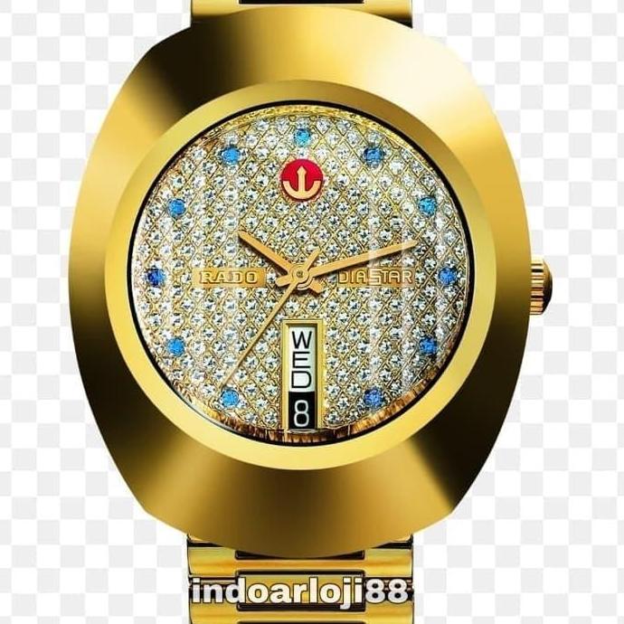 Ready Jam Tangan Pria Rado Diastar R12413313 Automatic Diamonds Gold Stainless Steel Swiss Made Watc
