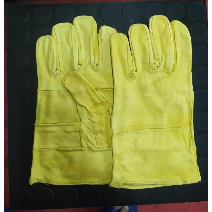 Amanbanget- Sarung Tangan Las Argon Kulit Domba Garut Warna Kuning Gloves