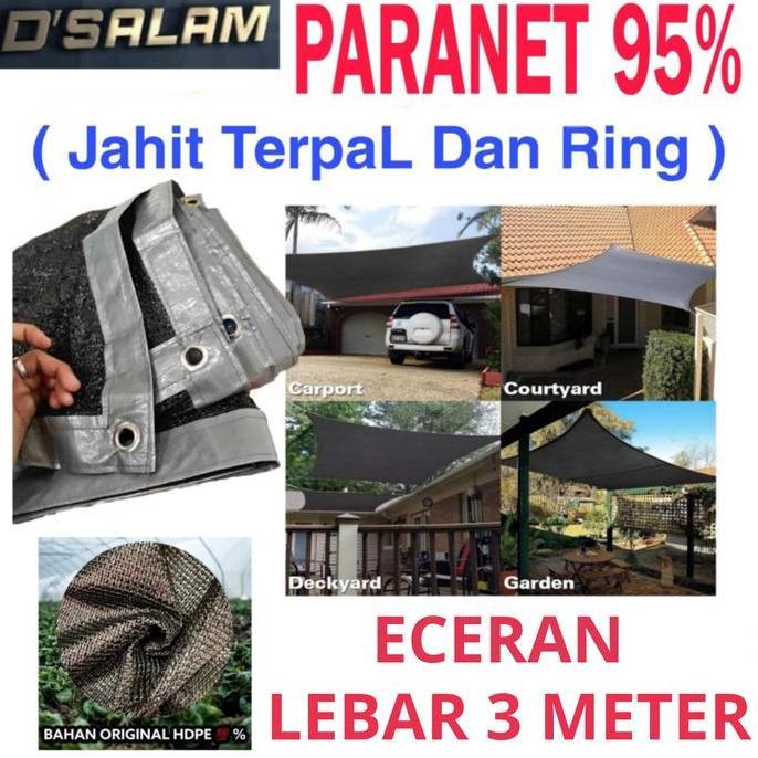 Silvergarden- Paranet 95% Grade A Jahit Terpal + Ring ( Eceran ) Lebar 3 Meter Paranet