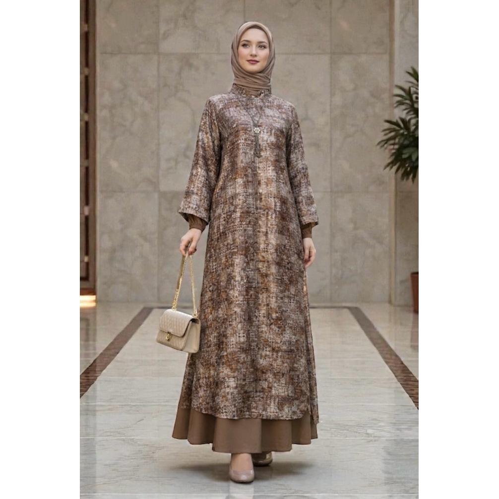 Gamis Malaysia Premium - Dres Motif Elegan - Gamis Muslimah Motif - Gamis Lebaran Terbaru