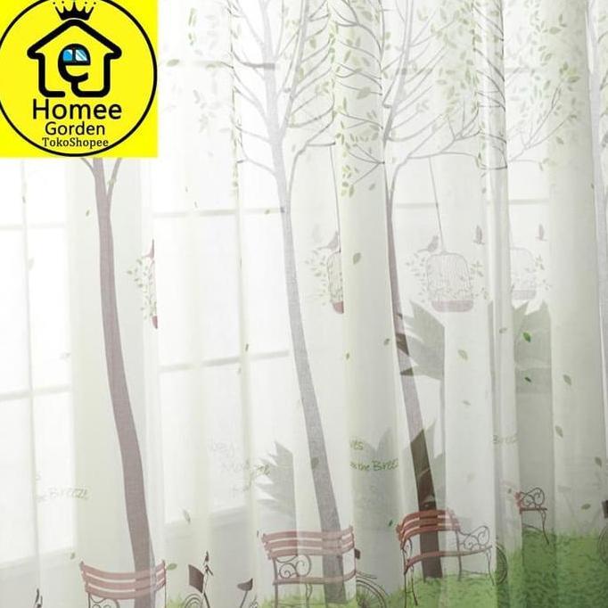 Impian- Vitrase Gorden/Vitrase Cream/Pohon Besar Putih Hijau