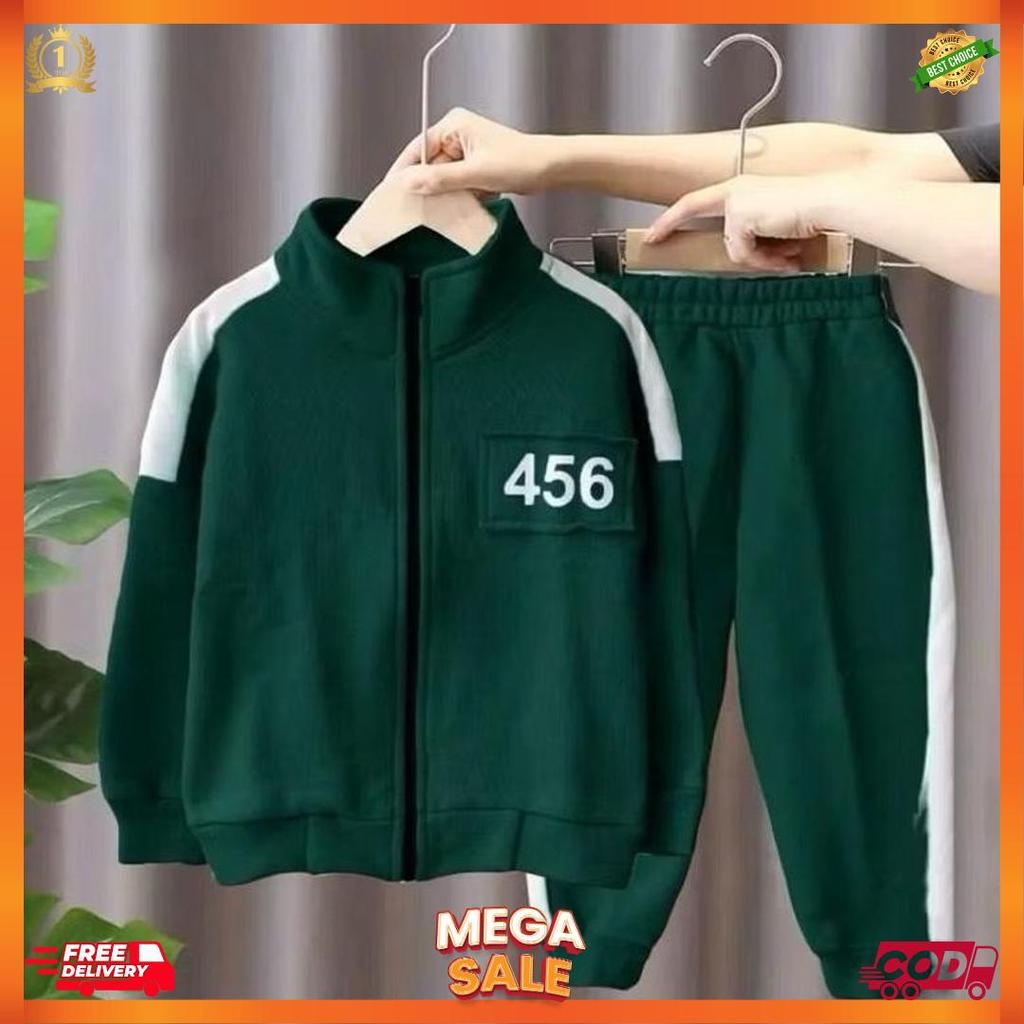 Setelan Jacket Anak Laki Laki Dan Perempuan Motif Squid Game Usia 1-10 Tahun Terbaru/ Set Pakaian An