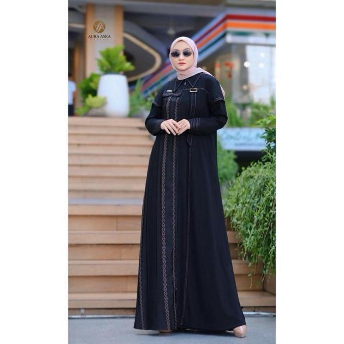 Sekarangaja- Gamis Marocco Busui/Resleting Depan Simple Mewah Elegan Kombinasi Hikmat Embos