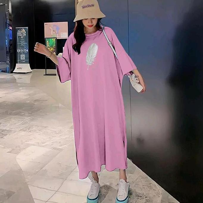 DV317 >> long dress wanita jumbo combed ld120 - ld140cm terbaru Daster Katun Nyaman Panjang