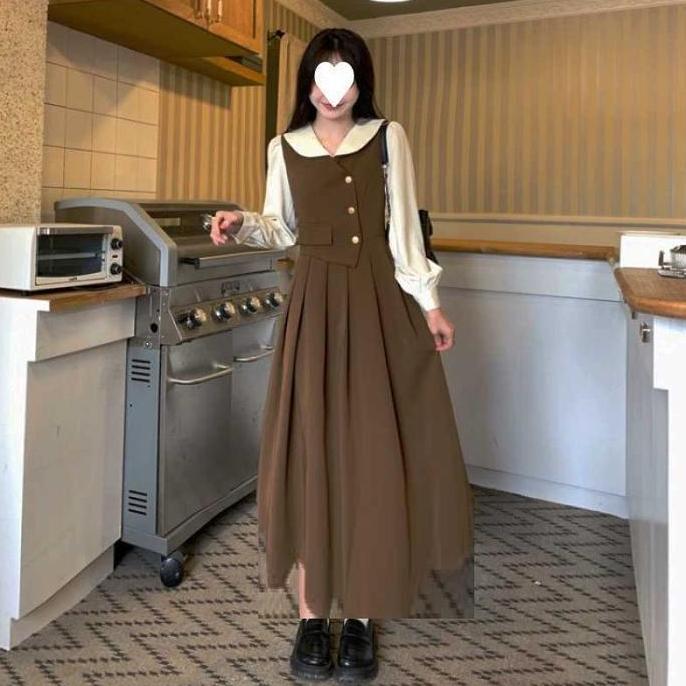 DF77 >> Ladyshop - Dress Vintage Korea Prancis Style Hijab Friendly D362