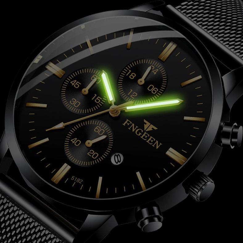 FREE ONGKIR FNGEEN 5128 JAM TANGAN PRIA TIPIS  RANTAI  PASIR KASUAL QUARTZ BERCAHAYA ORIGINAL ANTI A