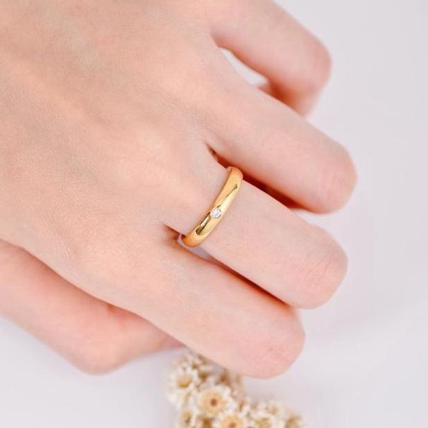 Panlandwoo - Cincin Titanium Wanita Kora - Cincin Tunangan Couple Simple Elegan