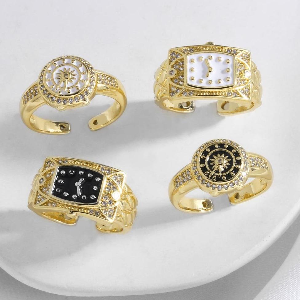 Jam Tangan Vintage Berlapis Tembaga 18k Emas Jam Tangan Cincin Boot Cincin Jari