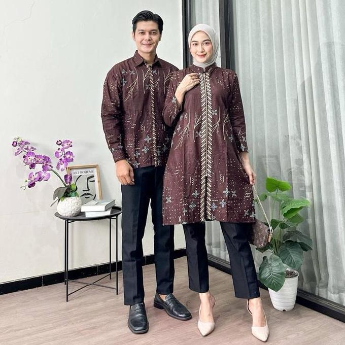 Atasan Batik Couple Wanita Tunik Batik Moder Batik Kekinian Batik Katun Batik Motif Anjani Baju Sera