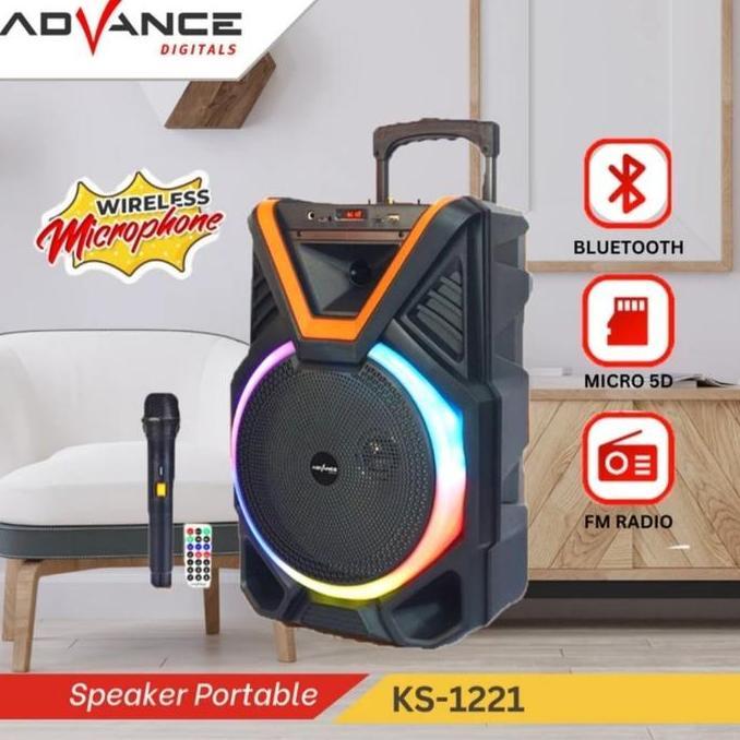 Promo ADVANCE SPEAKER PORTABLE 12 INCH KS-1221 Diskon