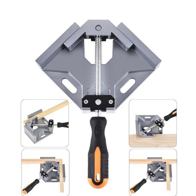 Penjepit Sudut 90 Siku-siku Alat Las Kayu Logam Genggam Penjepit sudut siku-siku dengan pegangan tun
