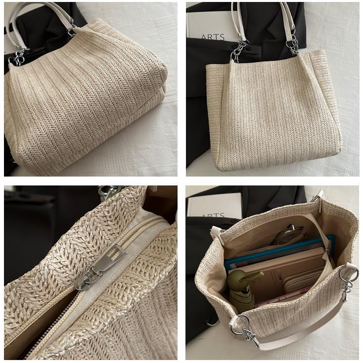 Readyy Tas Anyaman Tote Casual Muat Banyak Resleting Aman