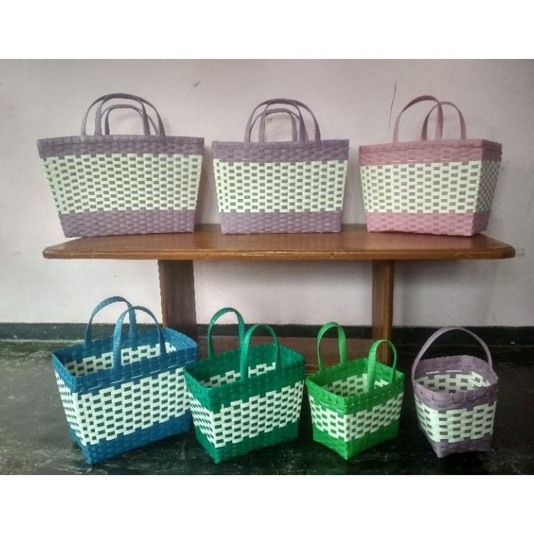 Readyy TAS ANYAMAN PLASTIK / KERANJANG BELANJA / ANTING / SOVENIR