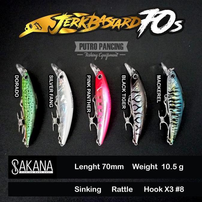 Lure Sakana Jerkbastard 70s Minnow Sinking