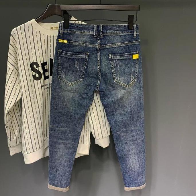 Premium HotCelana Jeans Slim Fit Pria Tidak Tembus Celana Korean Style Pria Straight Blue Jeans Pria