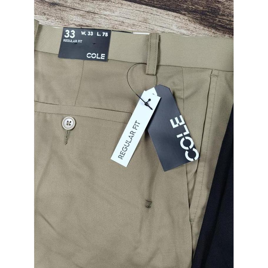 Promo Bulan Ini Cole Celana Panjang Formal Kerja Pria Cowok Hitam Krem Khaki Crem Reguler Slimfit Ka