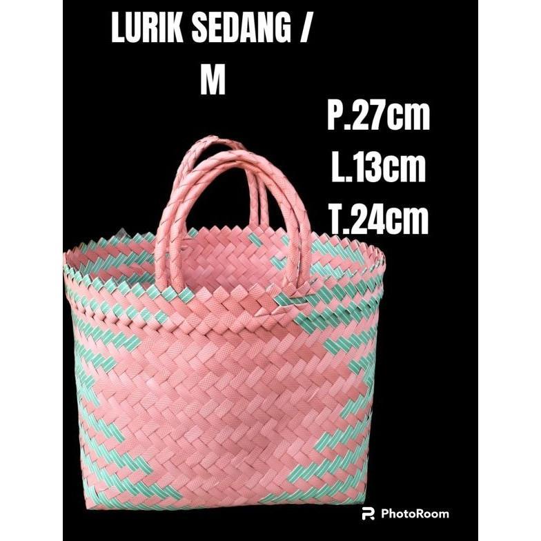 Readyy Tas anyaman plastik Lurik sedang/M isi 25pcs ukuran 271324/tas pasar/tas hajatan/tas berkat/t