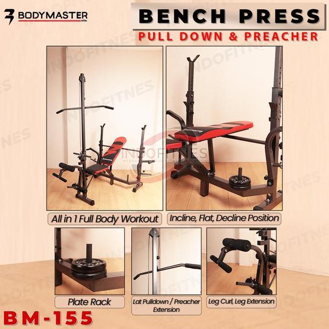 BODYMASTER Bench Press BM-155 Home Gym Preacher Curl Leg Lat Pull Down