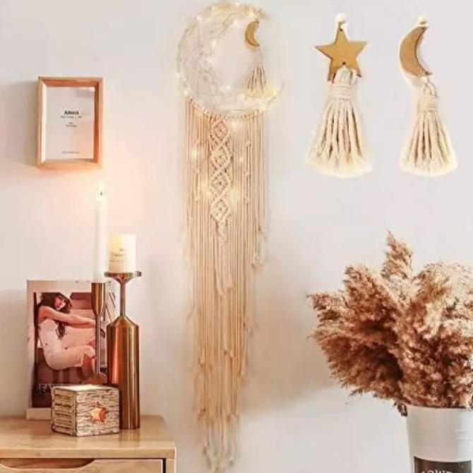 Macrame dream catcher - Hiasan dinding aesthetic - Dekorasi kamar  - Pajangan ruang tamu Besi