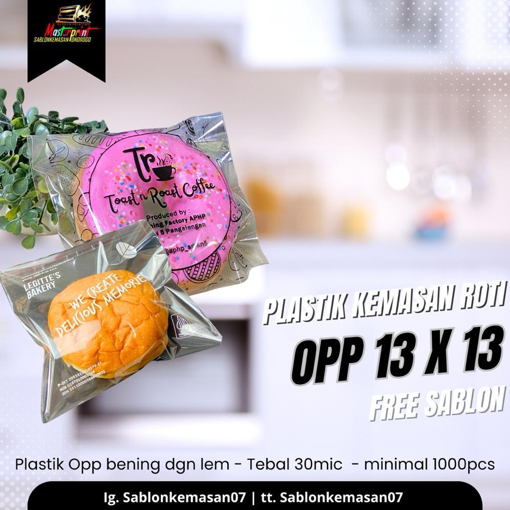 -WF- Sablon Plastik Opp Roti 13x13 sablon 1000pcs Sablon Plastik Murah Sablon Kemasan