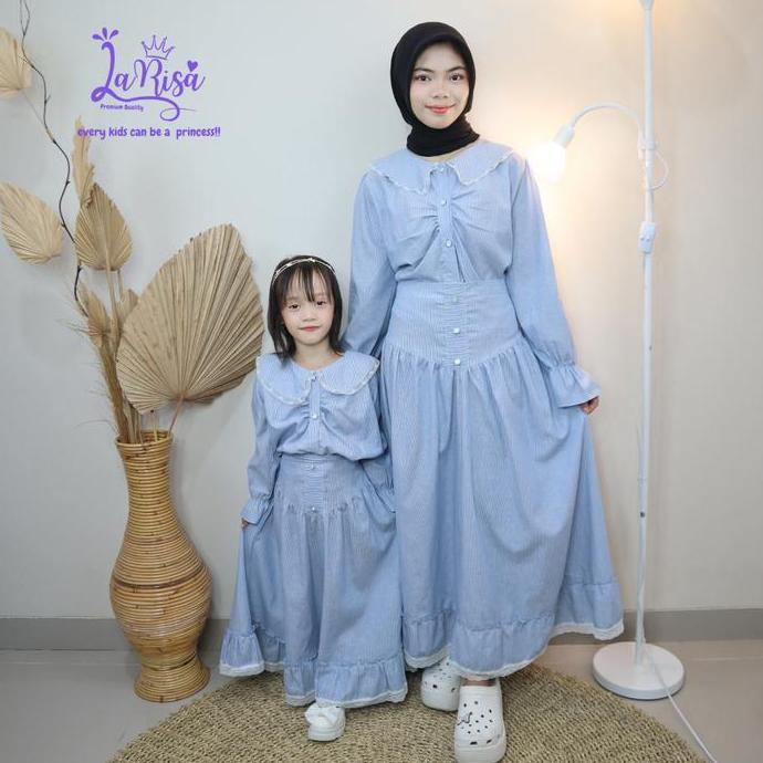 LARISA KIDSWEAR YUMNA SET MOMS and KIDS Baju Setelan Ibu dan Anak Perempuan Bahan Katun Salur Nyaman