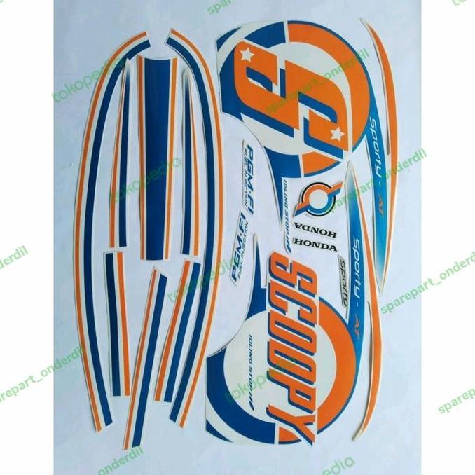 stiker striping honda scoopy sporty 2015 putih cream