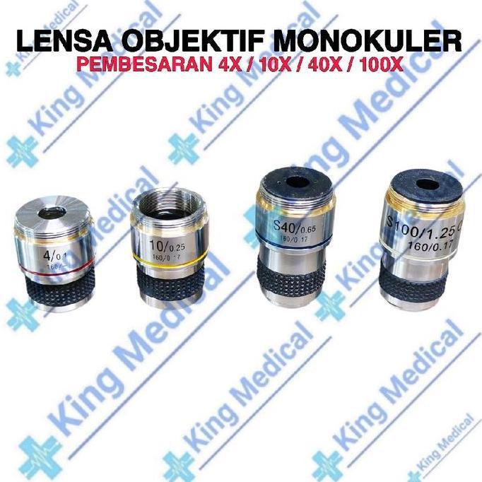 Lensa Objektif 4x/10x/40x/100x Mikroskop Microscope Monokuler