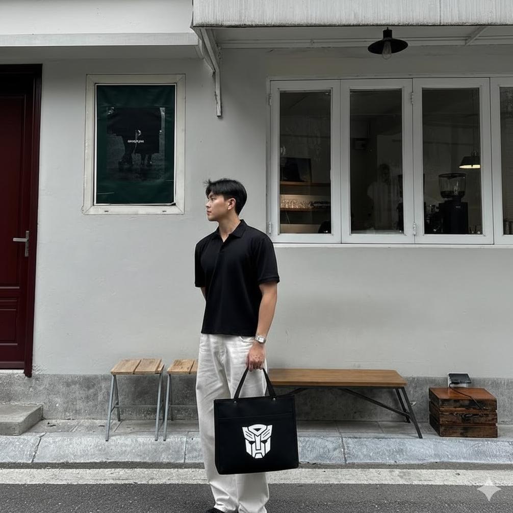 TERBARU Tas Tote Bag Kanvas Resleting Cowok Wanita | Bagven