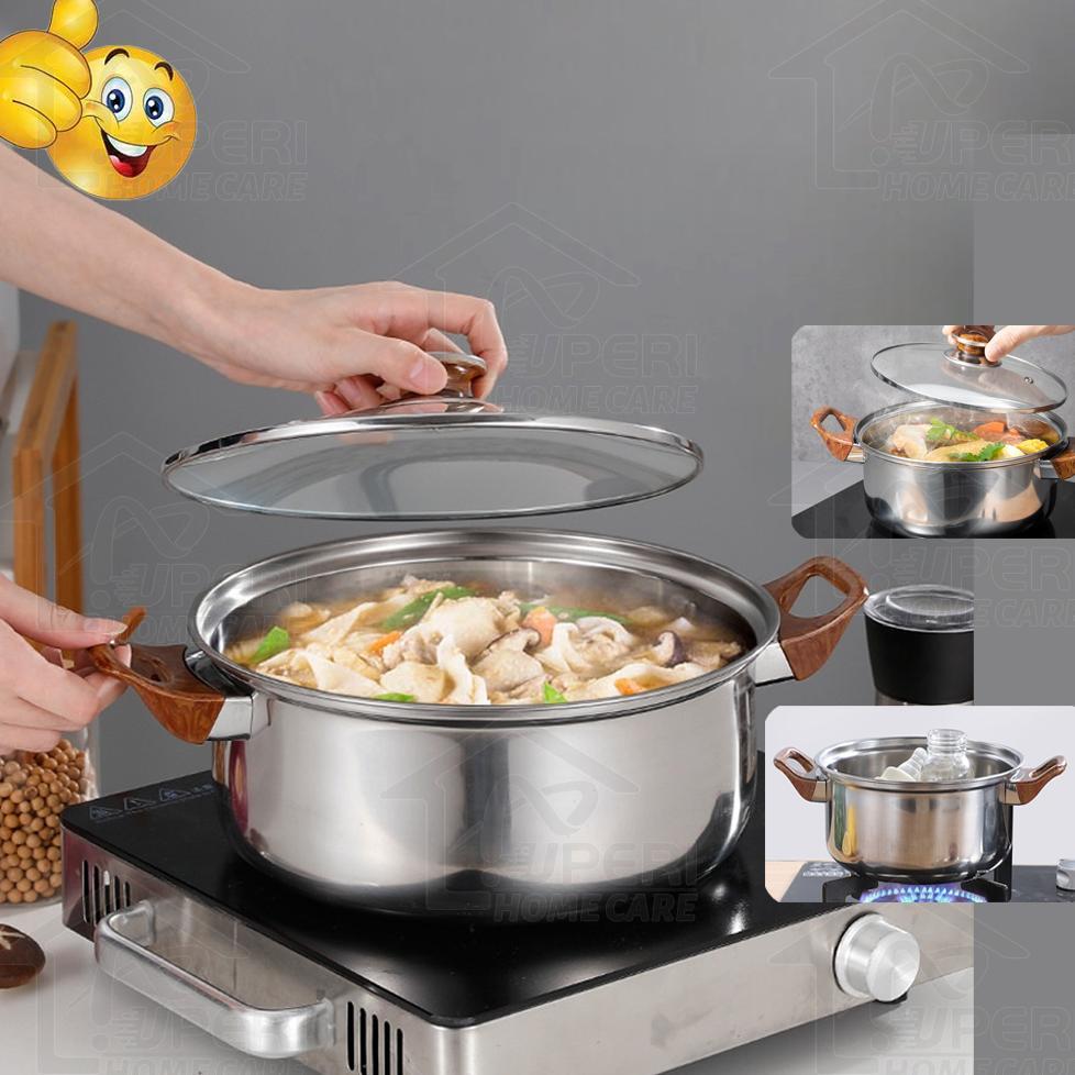 BESTPROMO UPERIPanci sup sop soup pot stainless steel tutup kaca murah/Panci Sop Stainless Steel Sou