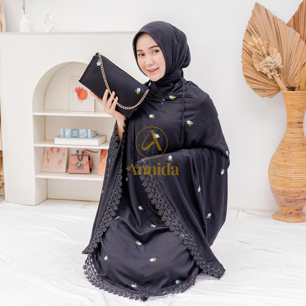 Premium Mukena Dewasa Katun Rayon  Bordir Inara Putih Renda Mewah Jumbo