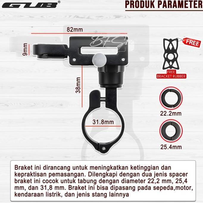 Paket GUB P30 Phone Holder + Breket Spion GUB MD-236