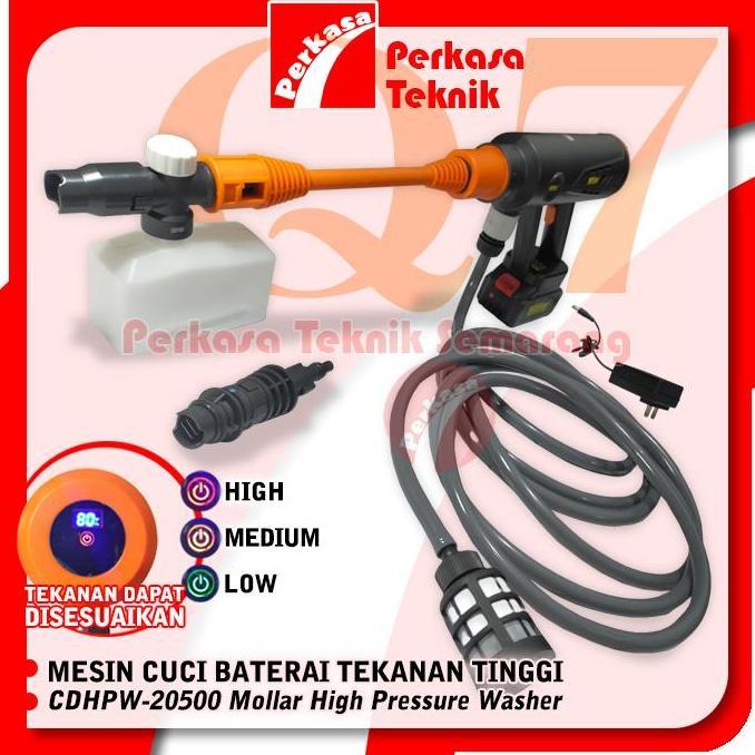 BEBAS ONGKIR - JET CLEANER BATERAI MOLLAR CDHPW20500 Q7 CORDLESS DIGITAL STEAM 3 MODE