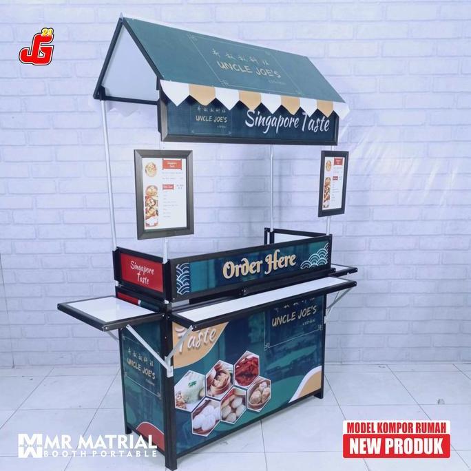 Terlaris Booth Portable Atap Rumah Komplit Kompor Tulang Hitam Gerobak Jualan Meja Lipat Gerobak Dor