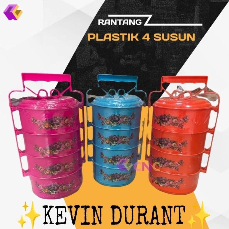 NEW ( KD1 ) Rantang 4 Susun Plastik / Rantang 4Susun Plastik Gambar Bunga / Rantang 4Susun Tenteng G