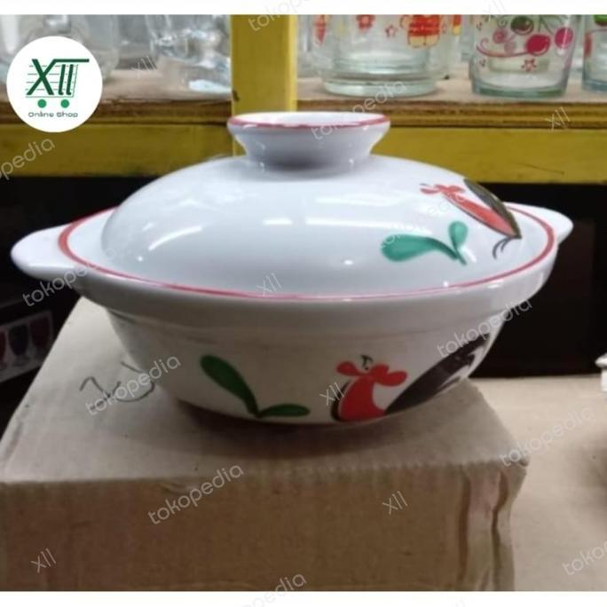 NEW KOPIN Mangkok Sup Keramik + Tutup AYAM JAGO 6 inch Mangkok Sapo Ramen