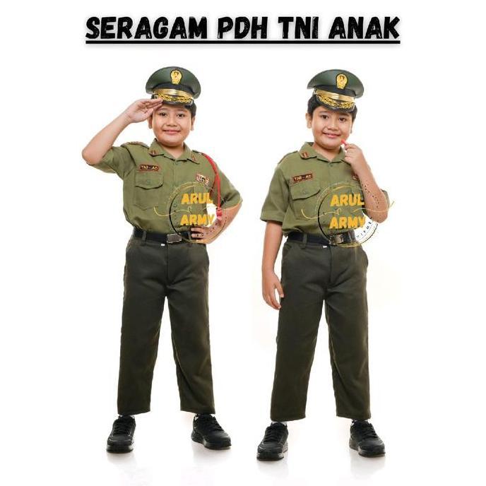Ready BAJU SERAGAM PDH TNI ANAK SERAGAM SEKOLAH TK PAUD PDH TNI AD  AU AL ANAK SETELAN TNI ANAK BAJU