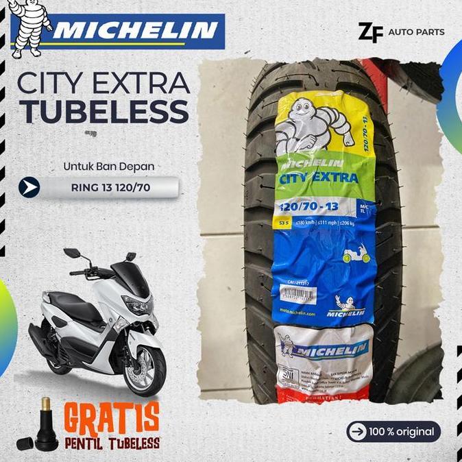 TERLARIS - BAN MOTOR NMAX MICHELIN CITY EXTRA Ring 13 TUBELESS DEPAN BELAKANG NMAX